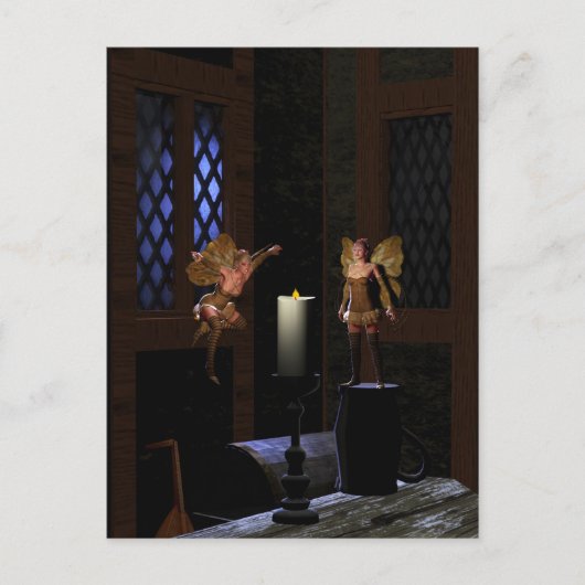 炎の妖精の芸術に蛾のように ポストカード (正面)