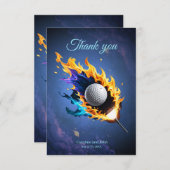 炎の強度:動作しているゴルフボール。 サンキューカード (正面/裏面)