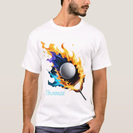 炎の強度:動作しているゴルフボール。 Tシャツ