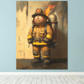 炎の心配：圧倒される消防士 キャンバスプリント (インサイチュ (ウッドフロア))