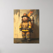 炎の心配：圧倒される消防士 キャンバスプリント (正面)