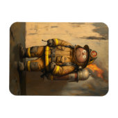 炎の心配：圧倒される消防士 マグネット (横)