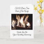 炎の息子と妻の結婚記念日のパーソナライズ カード (黄色い花)