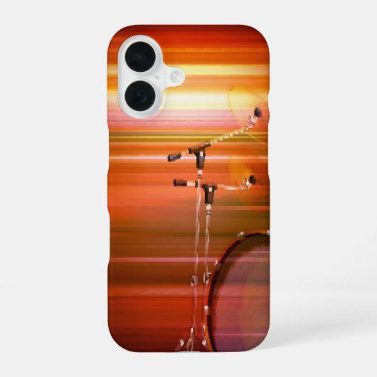 炎の抽象芸術ドラムキット音楽 iPhone 16ケース (裏面)
