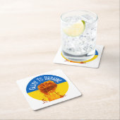 炎の拳ウクライナ国旗の抵抗支援Coas スクエアペーパーコースター (インサイチュ)