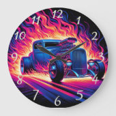 炎の改造トレイルを走り抜ける ラージ壁時計 (正面)