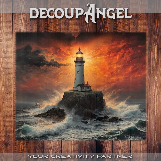 炎の日没ライトハウス：孤独なセンチネル – decopa 薄葉紙