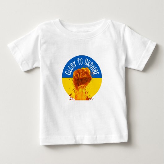 炎の最初のウクライナ国旗の抵抗モノグラム ベビーTシャツ (正面)