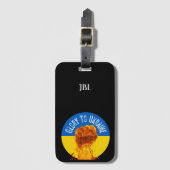 炎の最初のウクライナ国旗の抵抗モノグラム ラゲッジタグ (正面縦)