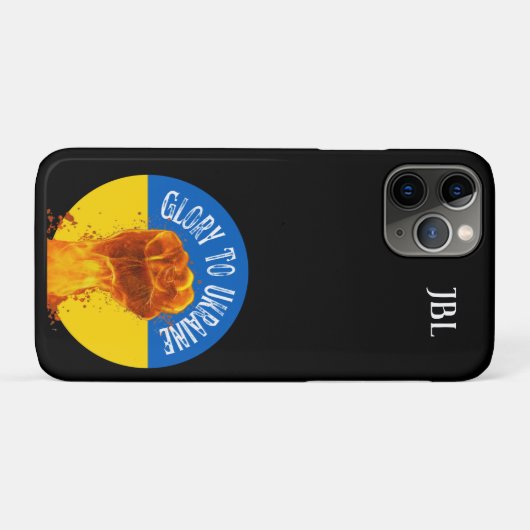 炎の最初のウクライナ国旗の抵抗モノグラム Case-Mate iPhoneケース (裏面(横))