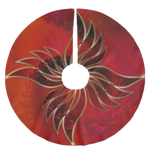 炎の木のスカートとして赤 ブラッシュドポリエステルツリースカート (正面)