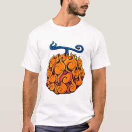炎の果実 グラフィック オレンジと赤の炎 Tシャツ