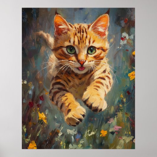 炎の森を飛ぶ猫 - ベンガル猫の躍動 ポスター (正面)