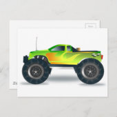 炎の横に緑のモンスタ絵を描ートラック ポストカード (正面/裏面)