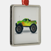 炎の横に緑のモンスタ絵を描ートラック メタルオーナメント (右)