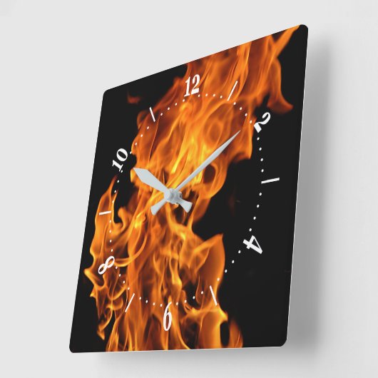 炎の正方形の壁時計 スクエア壁時計 (傾斜)