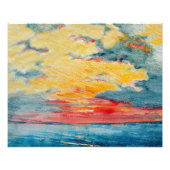 炎の水の色の夕日 フォトプリント            (正面)