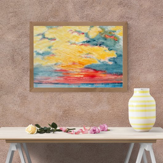 炎の水の色の夕日 フォトプリント           