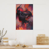 炎の海から悪魔の化け物が現れる ポスター (キッチン)