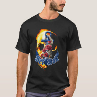 炎の海賊のドクロ Privateer Tシャツ