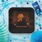 炎の満月ハロウィーン ペーパープレート (パーティー)