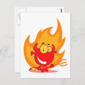 炎の漫画に描かれた可愛い小さな悪魔 ポストカード (正面/裏面)
