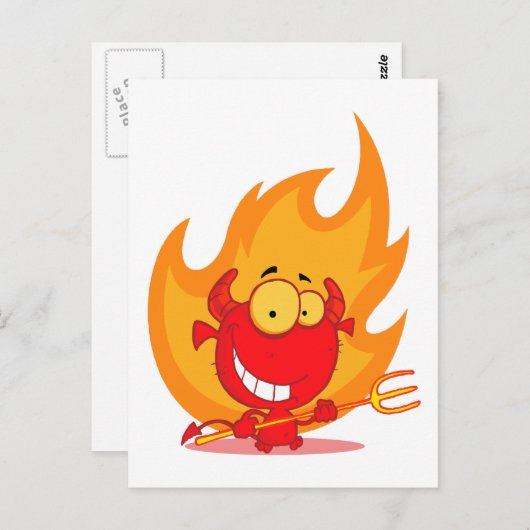 炎の漫画に描かれた可愛い小さな悪魔 ポストカード (正面/裏面)