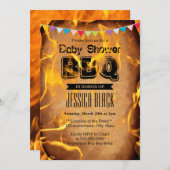 炎の火の赤ちゃんシャワーBBQパーティの招待状 招待状 (正面/裏面)