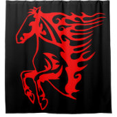 炎の火レッドブロンコムスタンワイルドホース シャワーカーテン (正面)