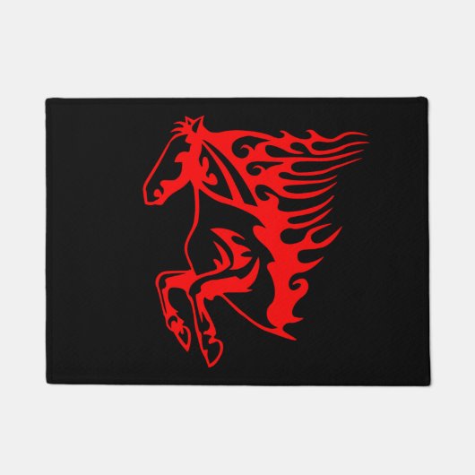 炎の火レッドブロンコムスタンワイルドホース ドアマット (正面)