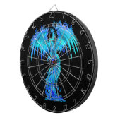 炎の灰から青いフェニックスが立ち上がるファンタジー ダーツボード (正面右)