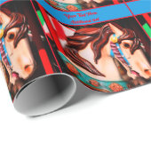 炎の煮込み回転木馬パーソナライズされた馬 ラッピングペーパー (ロールコーナー)