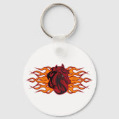 炎の燃えるような赤い馬頭 キーホルダー (正面)