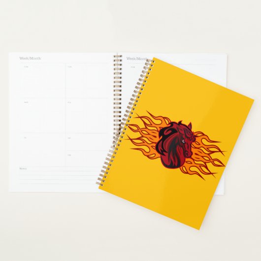炎の燃えるような赤い馬頭 プランナー手帳 (ディスプレー)