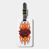 炎の燃えるような赤い馬頭 ラゲッジタグ (正面縦)