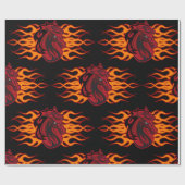 炎の燃えるような赤い馬頭 ラッピングペーパー (フラット)