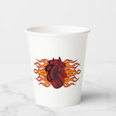 炎の燃えるような赤い馬頭 紙コップ (正面)