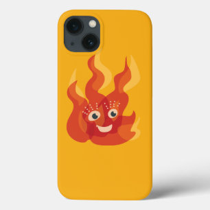 炎の燃える炎の幸せな漫画のキャラクタ iPhone 13ケース