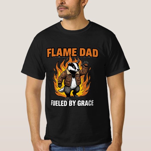 炎の父グレースに燃えさせられたアナグマ Tシャツ (正面)
