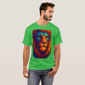 炎の獅子の頭のリアルt短はっきりした力 tシャツ (正面フル)
