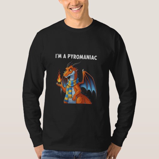 炎の玉を持つ火炎戯画のドラゴン Tシャツ (正面)