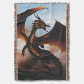 炎の琥珀色ドラゴンの幻想 スローブランケット (正面縦)