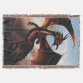 炎の琥珀色ドラゴンの幻想 スローブランケット (正面)