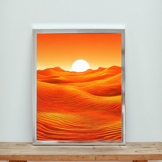 炎の砂漠の夕日 フォトプリント