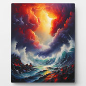 炎の空と轟音の海 – Dynamic Seascape Art フォトプラーク (正面)