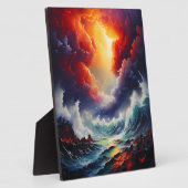 炎の空と轟音の海 – Dynamic Seascape Art フォトプラーク (側面)