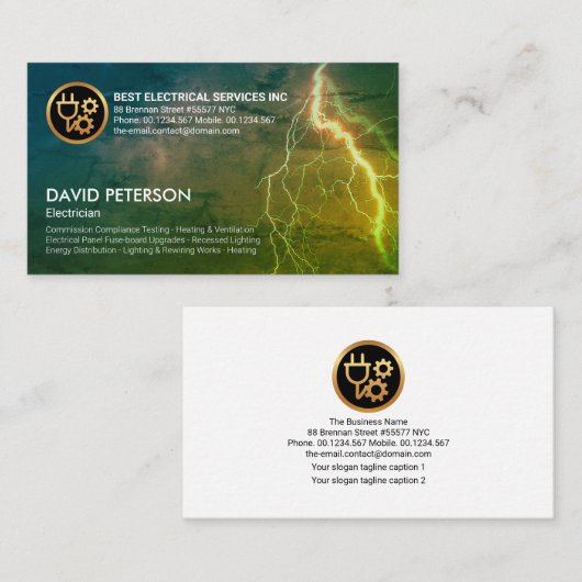 炎の空を照らす稲妻電気技師 名刺 (正面/裏面)