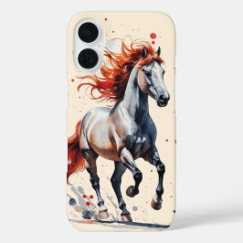炎の精神 - 堂々たる馬の水彩画スマホケース iPhone 16ケース