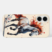 炎の精神 - 堂々たる馬の水彩画スマホケース Case-Mate iPhoneケース (裏面 (横))