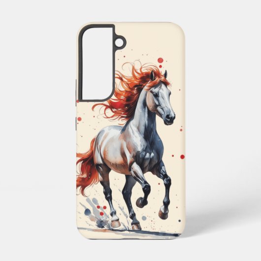 炎の精神 - 堂々たる馬の水彩画スマホケース SAMSUNG GALAXYケース (裏面)